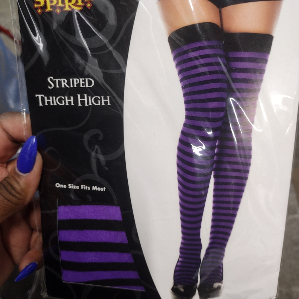 Striped Thigh High Socks